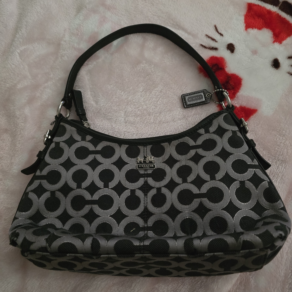 Coach Black/Gray Signature Hobo Bag